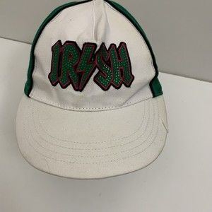 IRISH Lightning Bolt Rockstar Band Hat Cap White & Green Snap-Back
